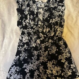 Joe B Black and White Floral Romper